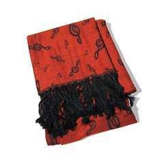 Music Gifts PS07 Red Pashmina Scarf - Treble Clef