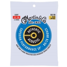 Martin MA190 80/20 Bronze 12-String Guitar String Set - Light, .012