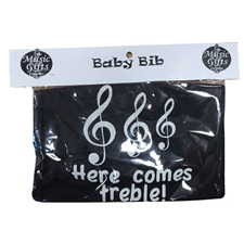 Music Gifts BIB06 "Here Comes Treble" Bib - black