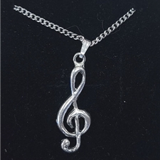 Music Gifts PP1 Treble Clef Pewter Necklace