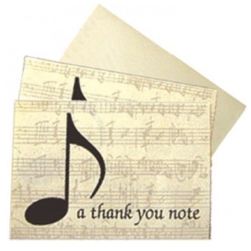 Music Gifts BS01 Thank You Note - 10 cards/envelopes