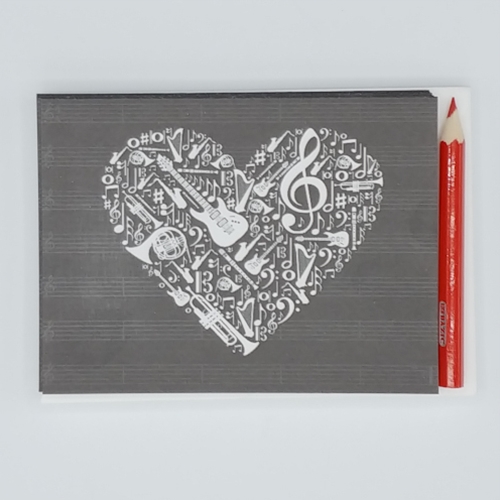 Music Gifts RBS15 Heart of Instruments Coloring Note Cards