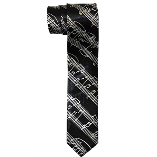 Aim Gifts AIM6383 Black Sheet Music Skinny Tie