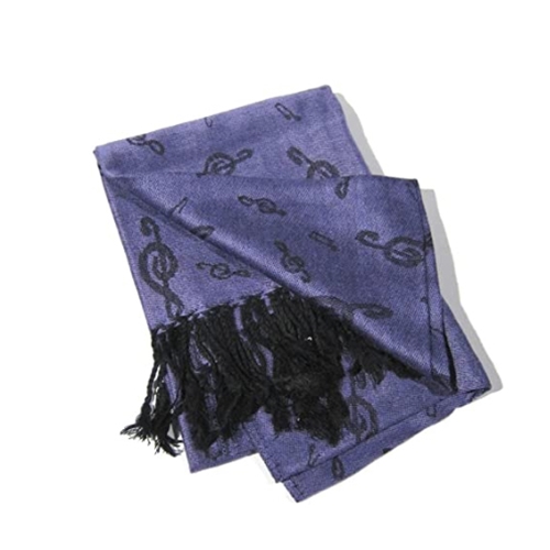 Music Gifts PS16 Purple Pashmina Scarf - Treble Clef