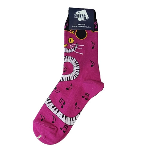 Aim Gifts AIMMUSO1 Magenta Cat Piano Keys Socks