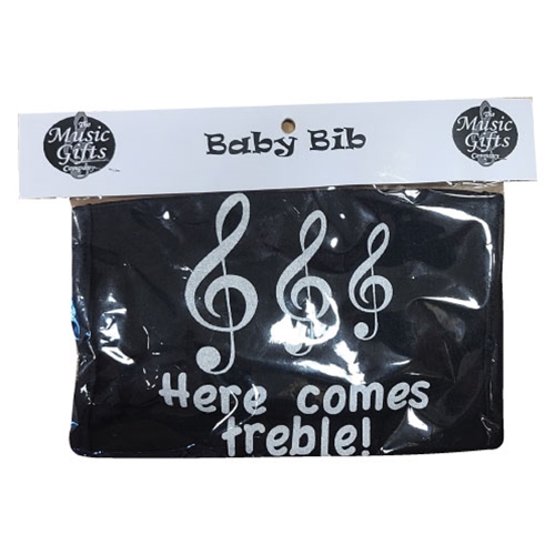 Music Gifts BIB06 "Here Comes Treble" Bib - black